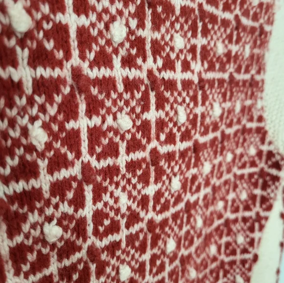 Anthropologie Sparrow Lantern Mile Sweater Long Cardigan Patteren Rare Red Small - Picture 13 of 13